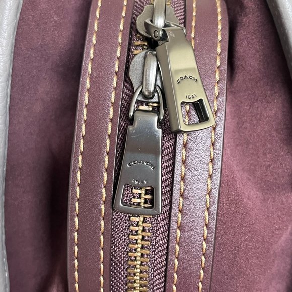 Coach Rogue 25 Grey Purple Colorblock Genuine Pebble Leather Satchels Handbags - Picture 11 of 16